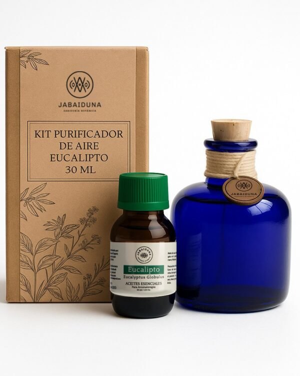 KIT PURIFICADOR DE AIRE BOTELLA PLANA Y ACEITE DE EUCALLPTO 30 ML